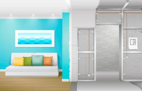 Interior under construction Stock Illustration