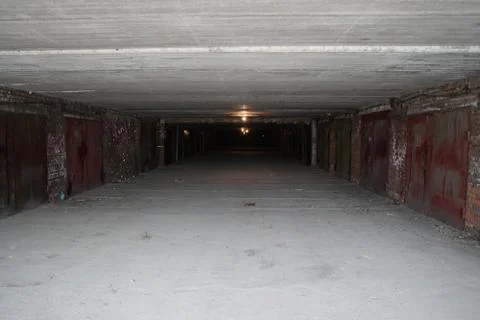 The interior of the underground garage array 写真素材