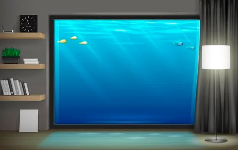 Interior underwater hotel Stock Illustration