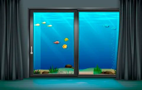 Interior underwater hotel Stock Illustration