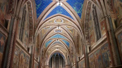 Interior of the Upper Basilica of St. Francis of Assisi Video stock 83458653