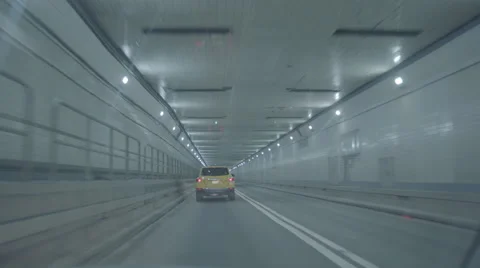 Interior of an urban tunnel with car Stock Footage 61767006