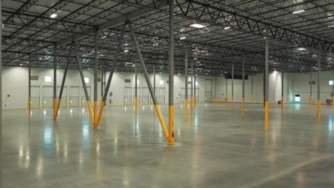 Interior of a Vacant Industrial Warehouse Stock Footage 338182578