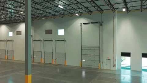 Interior of a Vacant Industrial Warehouse Stock Footage 338182587