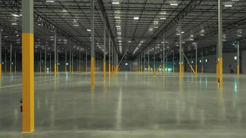 Interior of a Vacant Industrial Warehouse Stock Footage 338182789