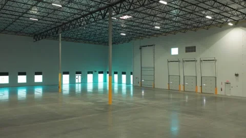 Interior of a Vacant Industrial Warehouse Stock Footage 338183142