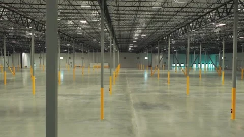 Interior of a Vacant Industrial Warehouse Stock Footage 338183191