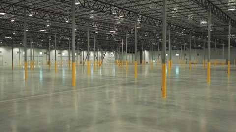 Interior of a Vacant Industrial Warehouse Stock Footage 338183210