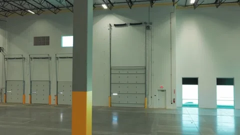 Interior of a Vacant Industrial Warehouse Stock Footage 338183279
