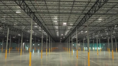 Interior of a Vacant Industrial Warehouse Stock Footage 338183328