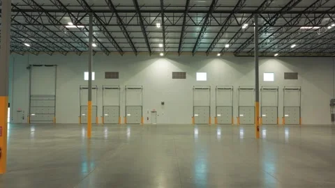 Interior of a Vacant Industrial Warehouse Stock Footage 338183448