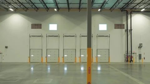 Interior of a Vacant Industrial Warehouse Stock Footage 338183467