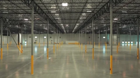 Interior of a Vacant Industrial Warehouse Stock Footage 338183495