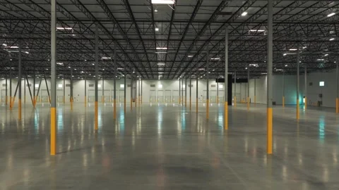 Interior of a Vacant Industrial Warehouse Stock Footage 338183558