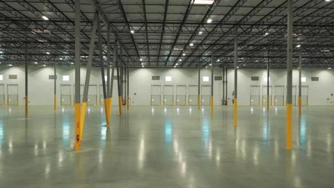 Interior of a Vacant Industrial Warehouse Stock Footage 338319916