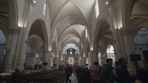 Interior of Valencia Cathedral Stock Footage 83539627