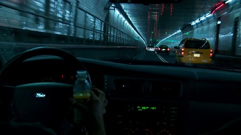 Interior of van while driving through Holland Tunnel. Stock-Footage 108008368