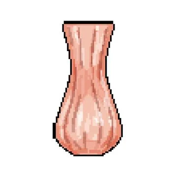 Interior vase flower ceramic pixel art vector illustration Stock Illustration