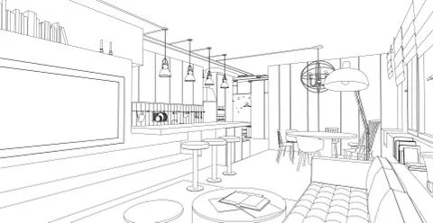 Interior vector drawing. Stock Illustration