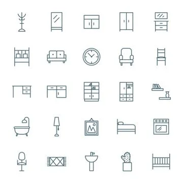 Interior vector icons set Stock Illustration