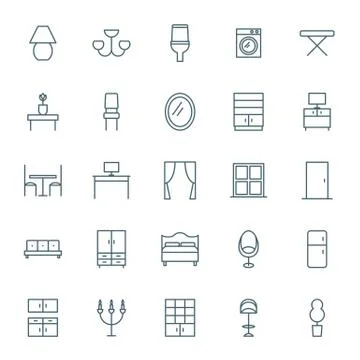 Interior vector icons set Stock Illustration