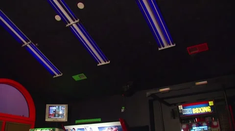 Interior of video game center Stock Footage 54593490