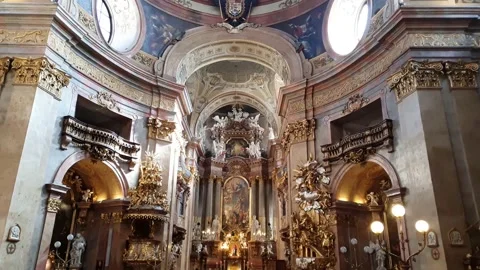 Interior of the Vienna Metropolitan Cathedral. Stock Footage 138981668