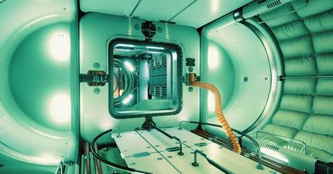 Interior view of an advanced module on the International Space Station Ilustración de archivo