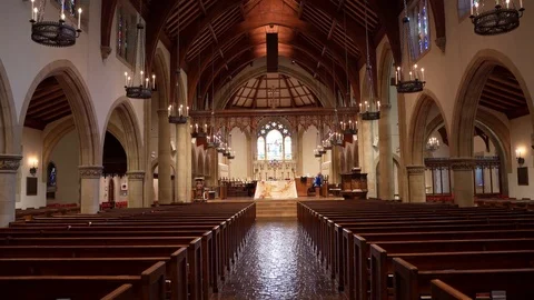 Interior view of the All Saints Episcopal Church Stock Footage 123906629