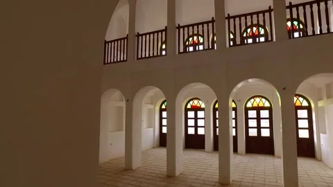 Interior view of an ancient Qajar mansion showing, stock footage. Stock Footage 304783305