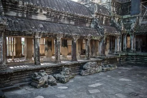 Interior View of Angkor Wat Stock Photos