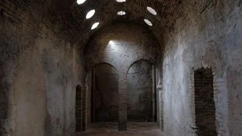 Interior view of the Arabic Baths, Sunlight entering the ceiling Stock Footage 171367139