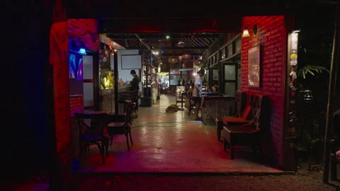 Interior View of Bar with DJ and People at Night Stock Footage 337534367