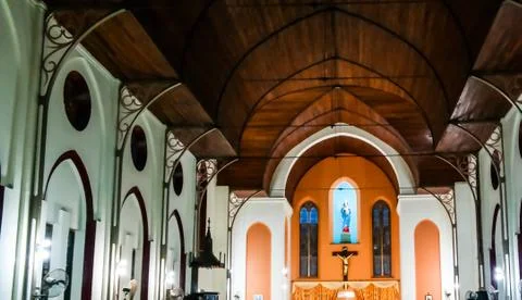 Interior view to Basilica of the Immaculate Conception at Ouidah Foto stock