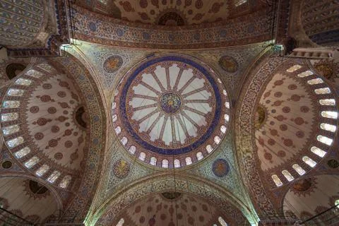 The interior view of blue mosque Stock Photos