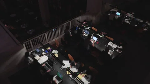 Interior view of the British Library visitors studying and reading Stock Footage 146325263