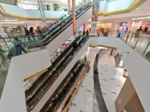 Interior view of a bustling shopping mall in Shenzhen 스톡 사진