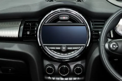 Interior view of car. Modern technology car dashboard, radio and aircondition Stock Photos