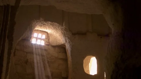 Interior view of cave house at Cappadocia. Stock Footage 131628232