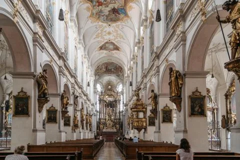 Interior view of church of St Peter in in historical city centre Stock Photos