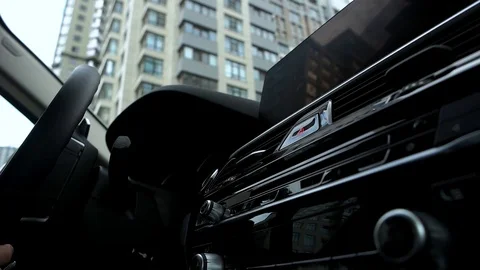 Interior view of city while driving car Stock Footage 89935246