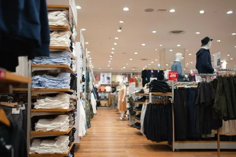 Interior view of clothing store in a shopping mall. 写真素材