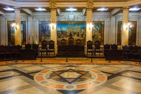 Interior view of the Coffee Museum building in Santos, Brazil Stock Photos