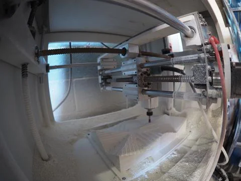 Interior view of a Computer Numerical Control (CNC) router Stock Photos