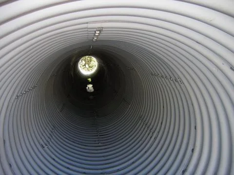 Interior view of a construction drainage pipe. Stock Photos