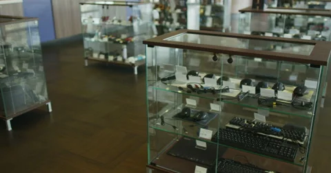 Interior view of consumer electronics store showroom Stock Footage 67321932
