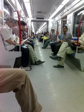 Interior View of Crowded Tehran Metro with Seated People Stock Photos