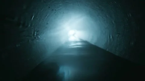 Interior view of cylindrical water pipe tunnel Видео 331447325