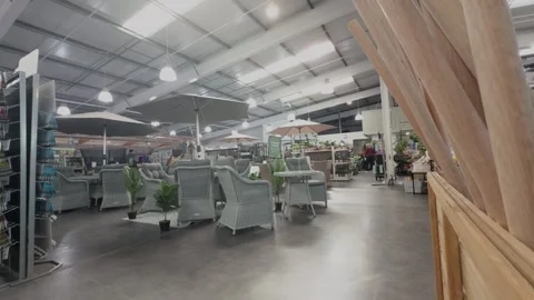 Interior View of Dobbies Garden Centre Store With Furniture Displays Stock Footage 332130132