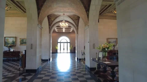Interior view of the E. W. Marland Mansion Stock Footage 247465730